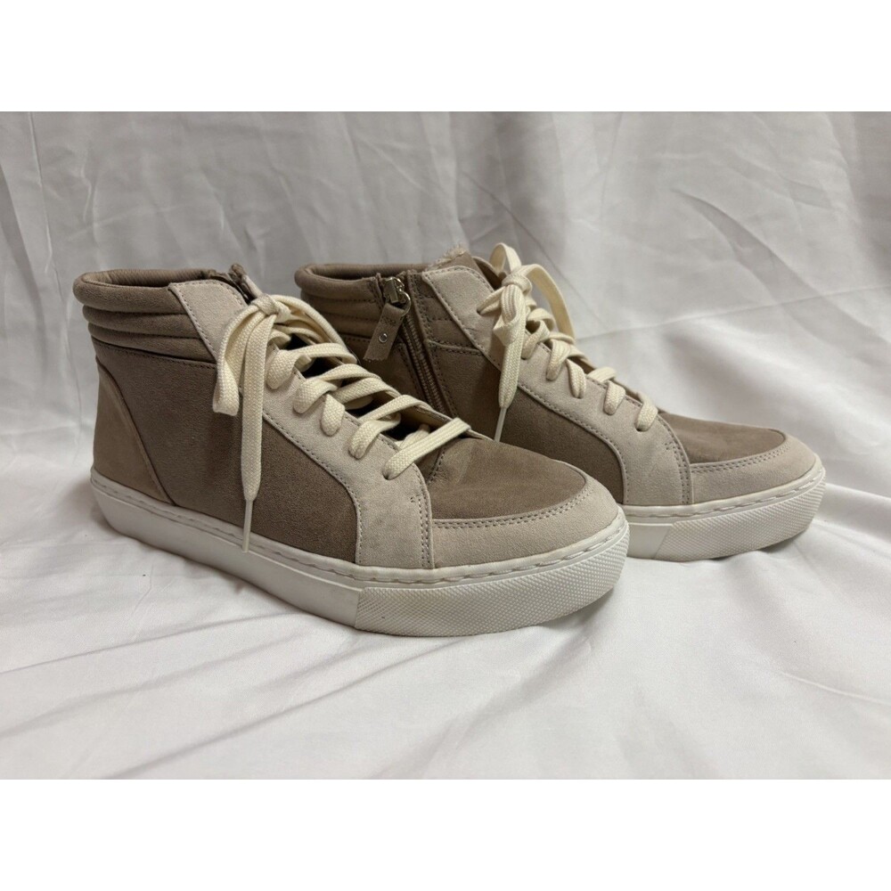 Dr Scholls Shoes Women's 9.5 M No Prob Lace Up Zip Side Sneaker Booties Taupe